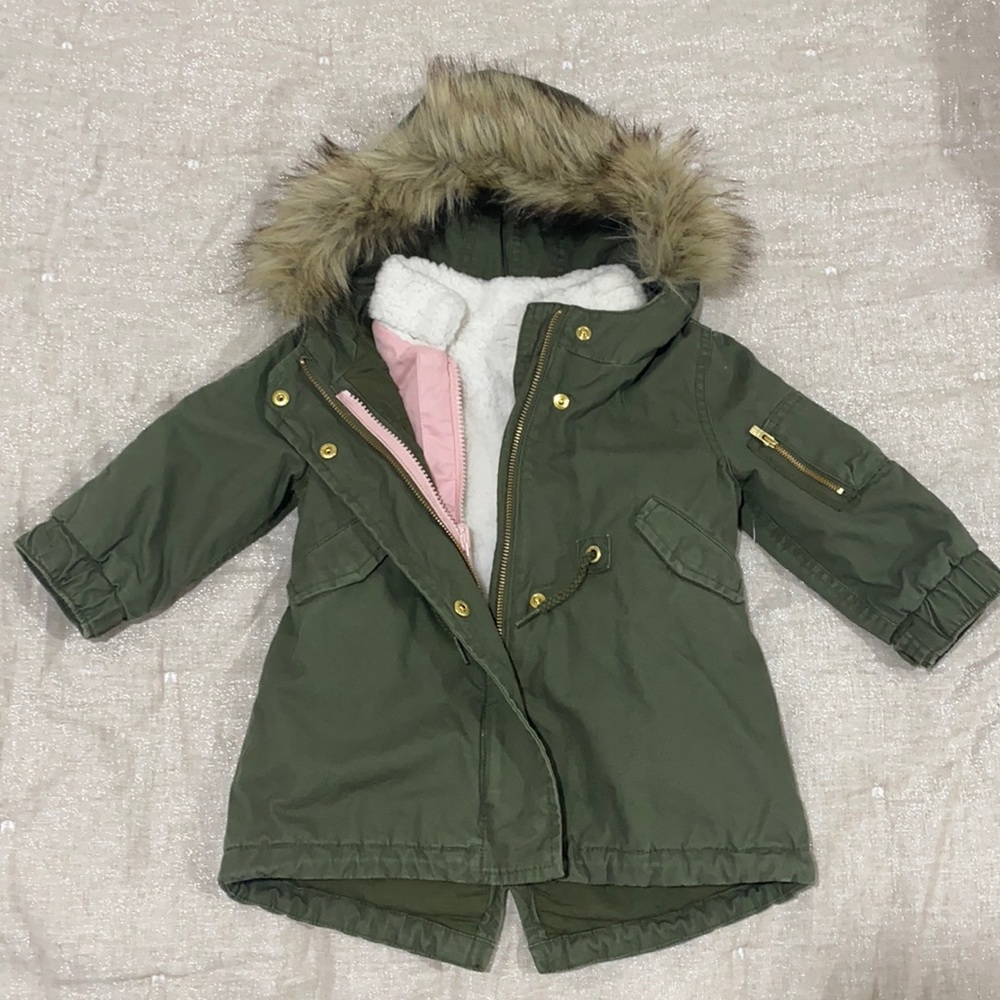 Super Cute Girls Army Green Winter Jacket